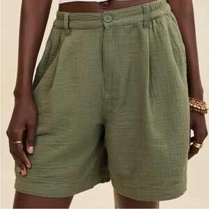 Aerie Green Gauze Trouser Shorts